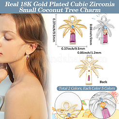10Pcs 2 Colors Brass Micro Pave Cubic Zirconia Pendants&nbsp;KK-BBC0028-14