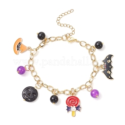 Halloween Theme Alloy Enamel Charm Bracelets for Women&nbsp;BJEW-JB12110-03