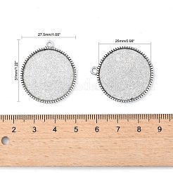 Tibetan Style Alloy Flat Round Pendant Cabochon Settings&nbsp;TIBEP-Q045-068G-AS-RS