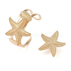 Alloy Starfish Cuff Bangle & Ring Sets for Women&nbsp;SJEW-C005-01G