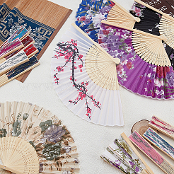 30Pcs 15 Colors Cloth Fan with Flower Pattern Display Decorations&nbsp;AJEW-WA0001-07