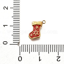 Christmas 304 Stainless Steel Red Enamel Charms&nbsp;STAS-L022-468G