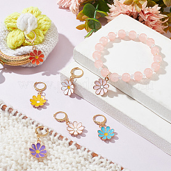 12Pcs 6 Colors Alloy Enamel Daisy Flower Charms Locking Stitch Markers&nbsp;HJEW-PH01644