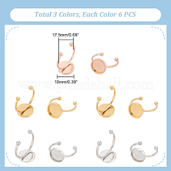 18Pcs 3 Style 304 Stainless Steel Open Cuff Ring Findings&nbsp;STAS-UN0044-28