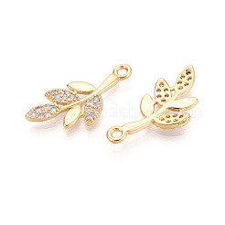 Brass Pave Clear Cubic Zirconia Pendants&nbsp;KK-T074-99G