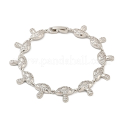 Mushroom Brass Micro Pave Clear Cubic Zirconia Link Bracelets for Women&nbsp;BJEW-Z126-04P