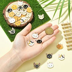 32Pcs 8 Styles Cat Shape Alloy Enamel Pendants&nbsp;ENAM-CJ0007-40