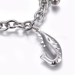 Tarnish Resistant 304 Stainless Steel Charm Bracelets&nbsp;BJEW-L637-20-P