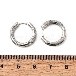 Brass Micro Pave Clear Cubic Zirconia Hoop Earrings&nbsp;EJEW-K276-11P-01
