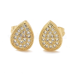 Brass Micro Pave Clear Cubic Zirconia Stud Earrings&nbsp;EJEW-D305-06G