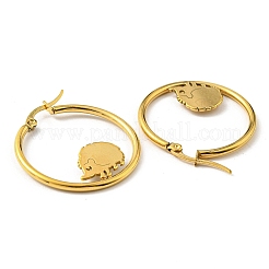 304 Stainless Steel Hedgehog Beaded Hoop Earrings&nbsp;LS-EJEW-F320-02G