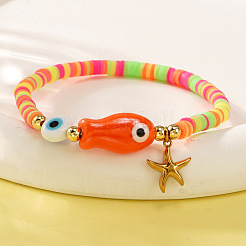 Porcelain Fish & Starfish Charms Bracelet&nbsp;CM3772