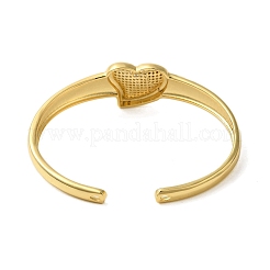 Heart Clear Cubic Zirconia Cuff Bangles&nbsp;BJEW-P336-05G