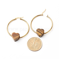 Heart Natural Tiger Eye Beads Earrings for Girl Women&nbsp;EJEW-JE04638-04