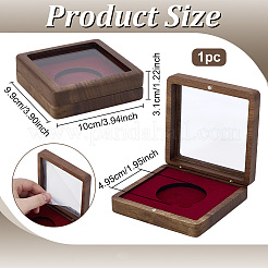 Black Walnut Wood & Acrylic & Velvet Magnetic Commemorative Coin Storage Box&nbsp;CON-WH0095-196A