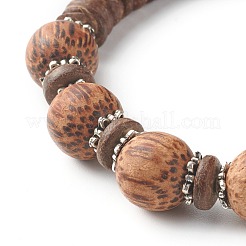 Natural Coconut Wood Beads Stretch Bracelets&nbsp;BJEW-JB06643
