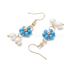 Shell Pearl Beads & Glass Seed Dangle Earrings&nbsp;EJEW-MZ00310-01