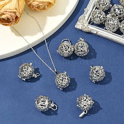 5Pcs Rack Plating Brass Cage Pendants&nbsp;KK-YW0003-50