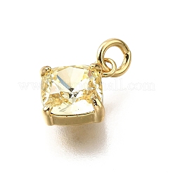 Brass Glass Charms&nbsp;KK-V011-35G-B