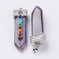 Natural Amethyst with Synthetic & Natural Mixed Stone Chakra Big Pendants&nbsp;G-E415-A18