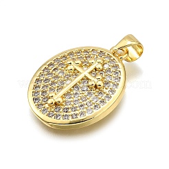 Rack Plating Brass Micro Pave Cubic Zirconia Pendants&nbsp;KK-K401-87G