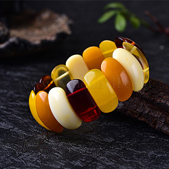 Rectangle Synthetic Amber Stretch Bracelets for Women&nbsp;FIND-PW0021-03-1