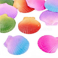 10Pcs 5 Colors Spray Painted Natural Scallop Shell Big Pendants&nbsp;SSHEL-TA0001-23