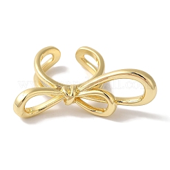 Bowknot Brass Open Cuff Rings for Women&nbsp;RJEW-C098-16G