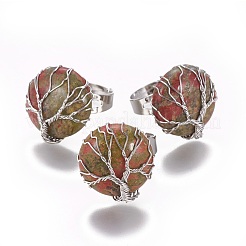 Adjustable Natural & Synthetic Mixed Stone Finger Rings&nbsp;RJEW-L090-A