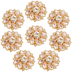 8Pcs Flower Brass & Glass Rhinestone Cufflinks&nbsp;FIND-CY0002-40