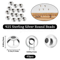 40Pcs 925 Sterling Silver Beads&nbsp;STER-BBC0002-04B