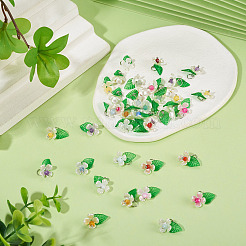 40Pcs 8 Styles Natural Mixed Gemstone Flower Charms&nbsp;PALLOY-TA00291