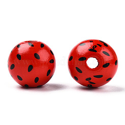 Printed Natural Wooden Fruit Beads&nbsp;WOOD-T021-105