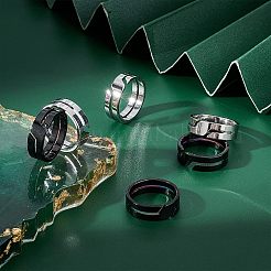 12Pcs 2 Colors 304 Stainless Steel Finger Ring&nbsp;RJEW-UN0001-18