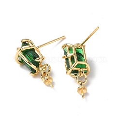 Brass Glass Rhinestone Stud Earring Findings&nbsp;KK-B063-14G