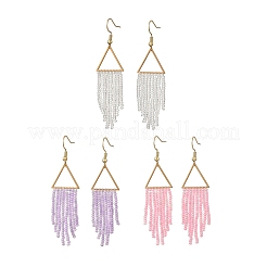 3 Pairs 3 Colors Glass Beaded Dangle Earrings&nbsp;EJEW-MZ00749