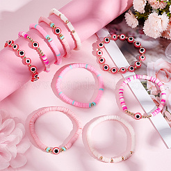 10Pcs 2 Style Polymer Clay Heishi Beaded Stretch Bracelets Set&nbsp;BJEW-PH0001-01