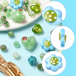 38Pcs 9 Styles Handmade Lampwork Silver Foil Glass Beads&nbsp;FOIL-FS0001-38