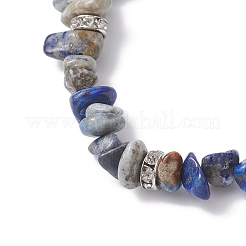 Natural Lapis Lazuli Chip Beaded Stretch Bracelets&nbsp;BJEW-JB12316-03