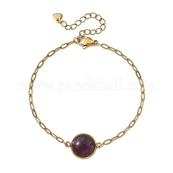 Half Round Natural Gemstone Bead Link Bracelets&nbsp;BJEW-JB14117