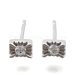 925 Sterling Silver Clear Cubic Zirconia Stud Earrings&nbsp;EJEW-Q030-05P