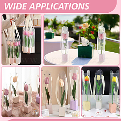 5Pcs Clear Plastic Single Flower Packing Boxes with Paper Trays and Ribbon Handles&nbsp;CON-WH0107-69C