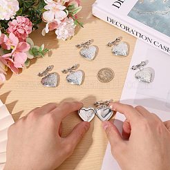 6Pcs Heart & Bowknot Brass Locket Brooches&nbsp;JEWB-PH01310