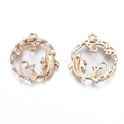 Brass Micro Pave Clear Cubic Zirconia Pendants&nbsp;KK-S359-123-RS