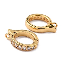 Brass Micro Pave Clear Cubic Zirconia Hoop Earring Findings&nbsp;LS-ZIRC-I054-10G