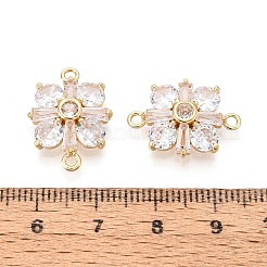 Brass Pave Clear Cubic Zirconia Connector Charms&nbsp;KK-N284-12G