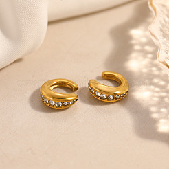304 Stainless Steel Rhinestone Cuff Earrings for Women&nbsp;EJEW-L315-05G