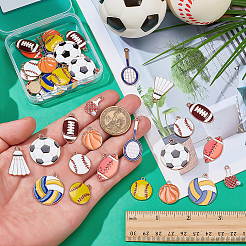 40Pcs 10 Styles Sports Goods Theme Alloy Enamel Pendants&nbsp;ENAM-ME0001-57