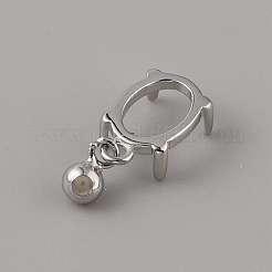 Rhodium Plated 925 Sterling Silver Pendant Cabochon Settings&nbsp;STER-WH0010-29