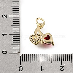 Brass Pave Red Cubic Zirconia Charms&nbsp;CU-L001-08G